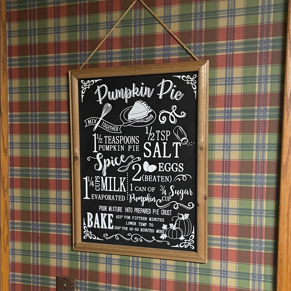 Chalkboard Pumpkin Pie Recipe Wall Art